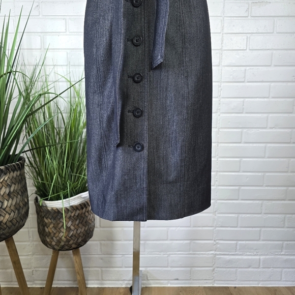 Calvin Klein Charcoal Grey Black Button Up Bodycon Midi Dress Size 8 - Picture 12 of 12